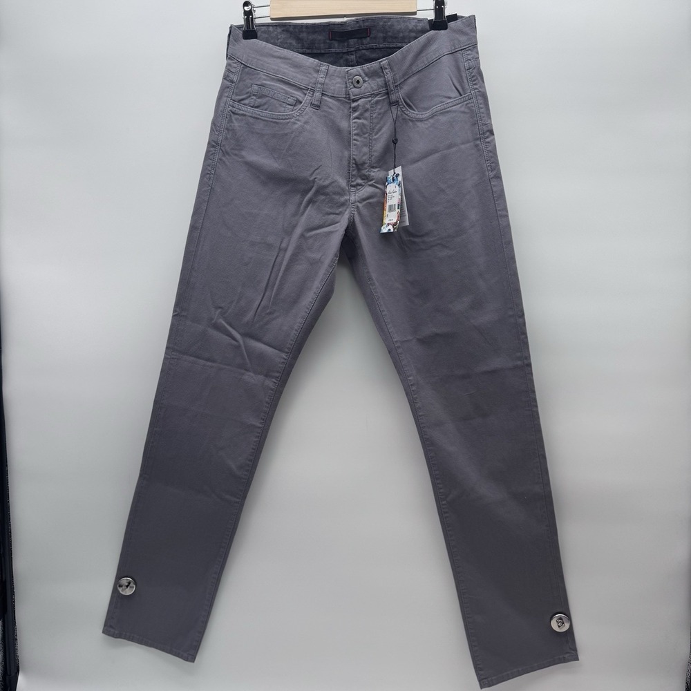 Robert Graham Sayer Grey Pants Men 31 Slim Fit Stretch Cotton 5-Pocket NWT